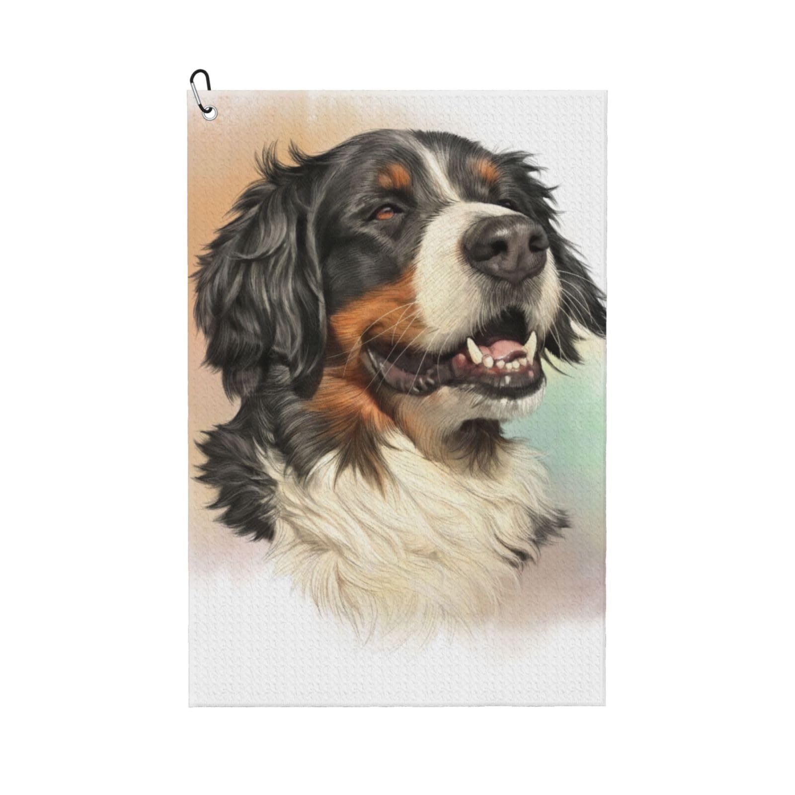 Hnnkloy Bernese Mountain Dog Realistic Portrait Berner, 16x24 in Portable Waffle Golf Towels with Carabiner Clip for Golf Bag