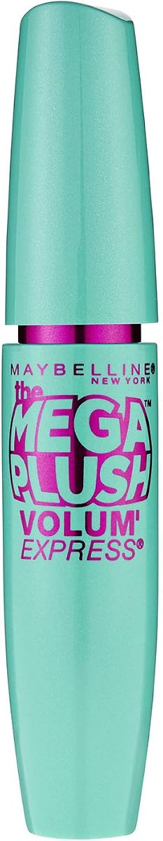 Maybelline New York Volume Express Mega Plush Máscara lavable, negro más negro, 0.3 onzas líquidas, (K1147800)