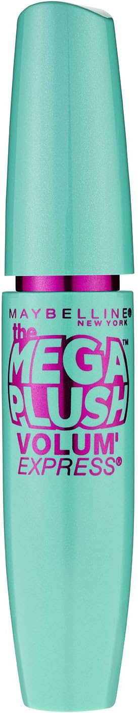 MAYBELLINE New York Volume Express Mega Plush Máscara de Pestañas Lavable, Negro Intenso, 0.3 fl oz