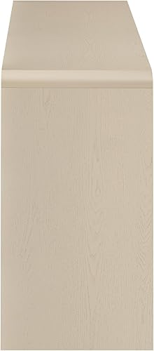 Miniatura 4 de Mesa consola rústica de granja con 2 cajones de almacenamiento, mesas de sofá con esquina curvada y patas de madera de goma para entrada, pasillo,