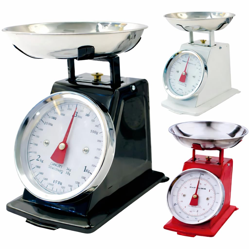 3KG TRADITION KITCHEN WEIGHING SCALES METAL BAKING COOKING MECHANICAL FOOD (CREAM)
