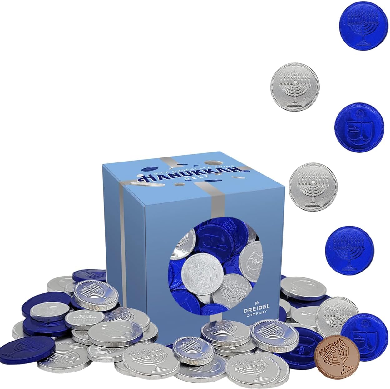 The Dreidel Company Chocolate Coins, Nut-Free, Made With Premium Belgian Milk Chocolate, Kosher Dairy Chanukah Gelt, (Half-Pound)