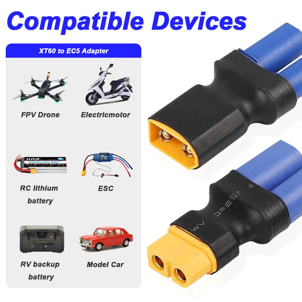 Connettore adattatore EC5 attacco maschio cavo siliconico 14 AWG Himoto