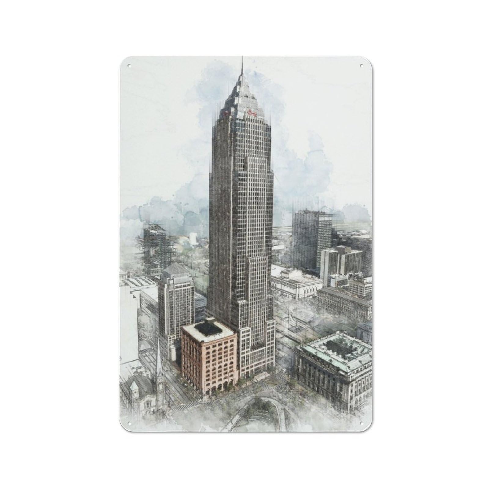 Junmoney Downtown Cleveland For Café Or Restaurant, Vintage Tin Wall Plaque 30X20cm, New Home Wall Decor For Café Owners And Decorators