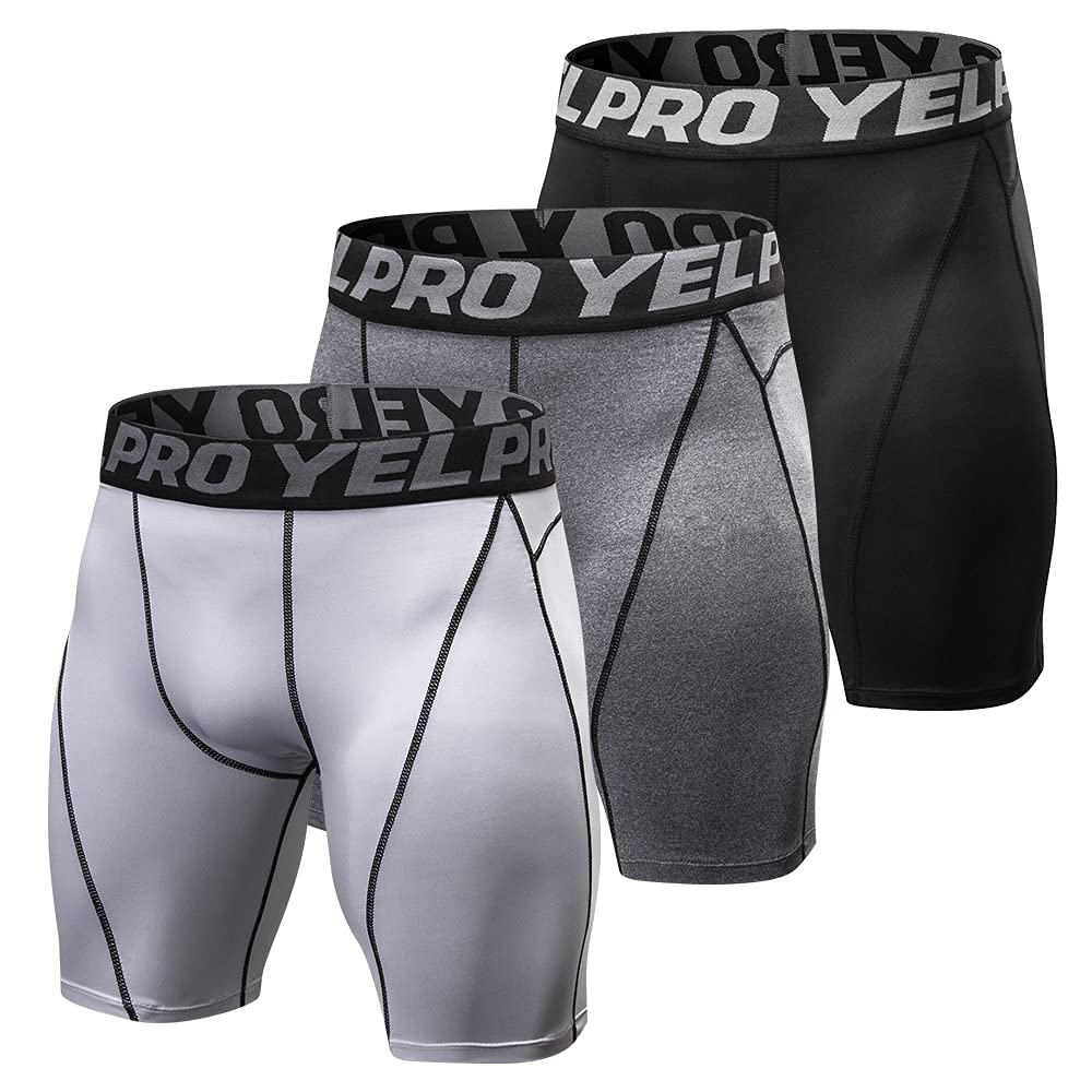 3 Pack Men Shorts Active Workout Underwear (Black&Grey&WhiteL) -Layfoo-image-40