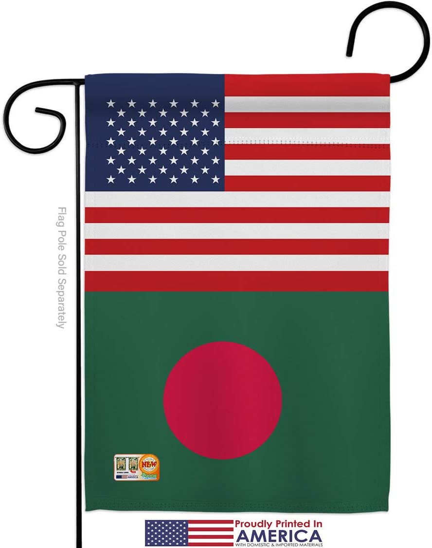 Bangladesh US Friendship Garden Flag Set Wall Holder Regional USA American Alliance World Country Particular Area Small Decorative Gift Yard House Banner Made In 13 X 18.5