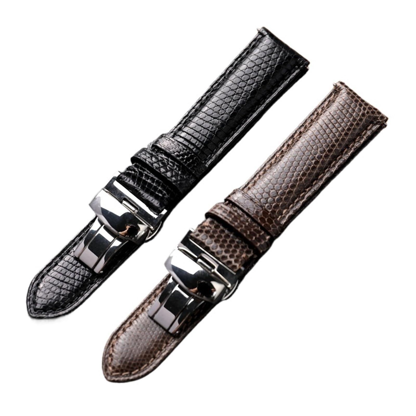 Cinturino in pelle con chiusura a farfalla da 18, 19, 20, 21, 22 mm, cinturino a sgancio rapido, marrone e nero, da uomo.