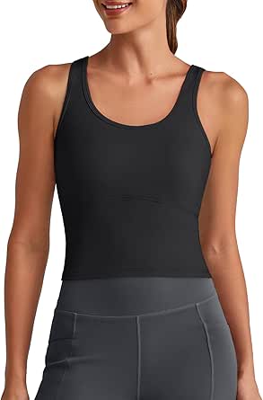 G4Free Racerback Workout Tank Tops voor Vrouwen Hoge Hals Atletische Sport Lange Tanks Sneldrogende Mouwloze Running Shirts, Bordeaux, M