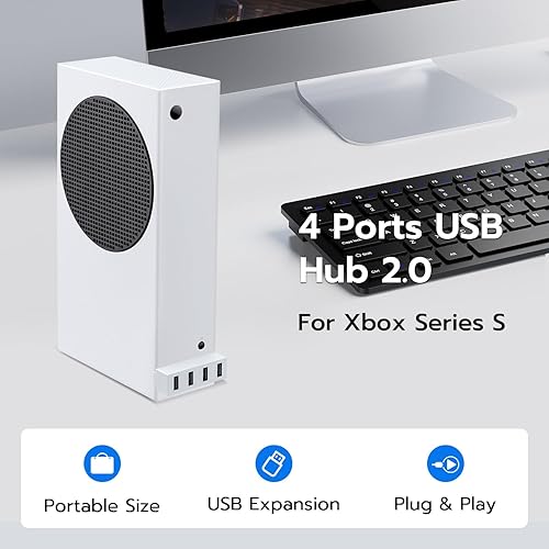 Vista 3 de Mcbazel Hub USB 2.0 de 4 puertos para Xbox Series S, adaptador de expansión portátil de alta velocidad, compatible con consola Xbox Series S