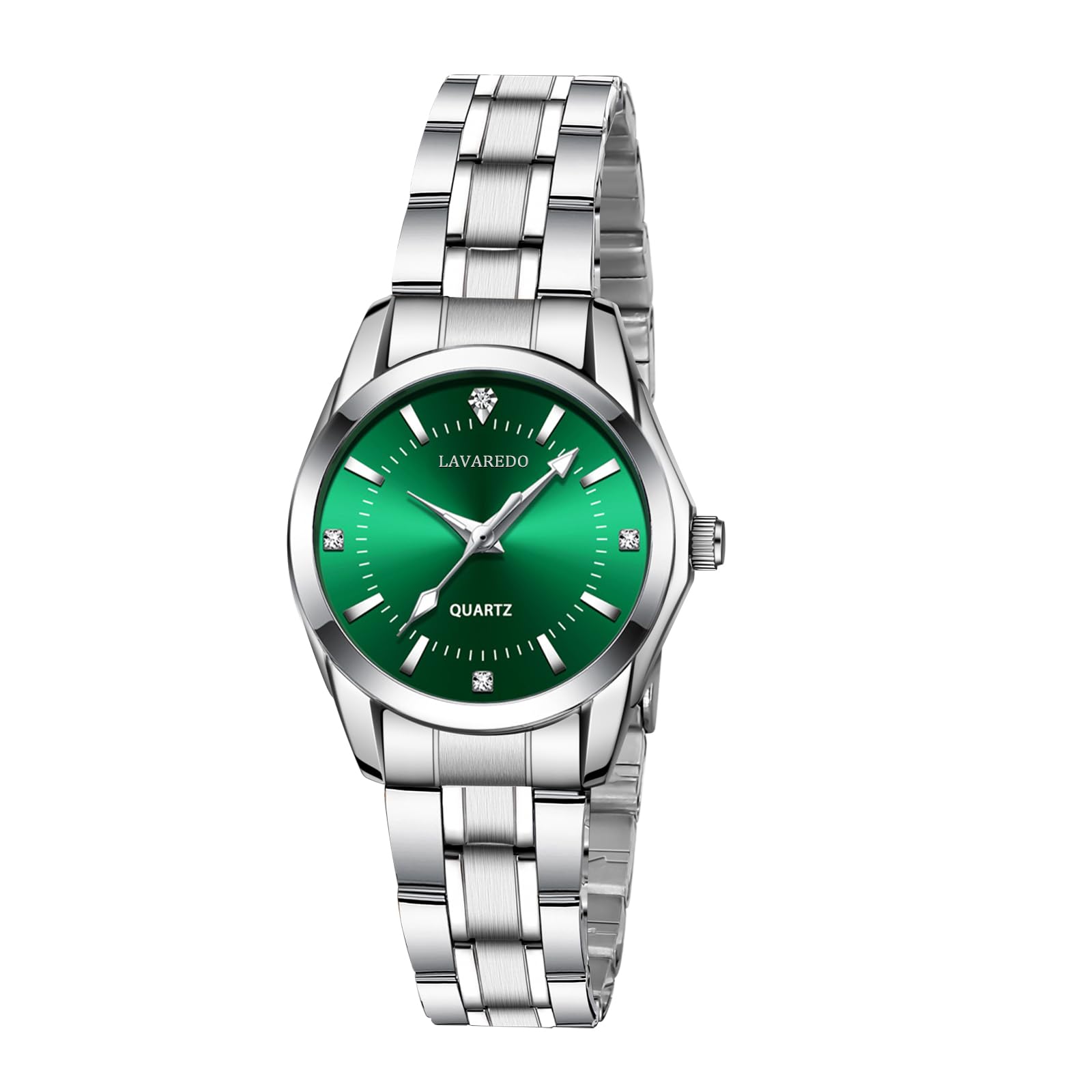 aswan watch Reloj de Cuarzo para Mujer, Acero, Diamantes, Luminoso, 29,5 mm
