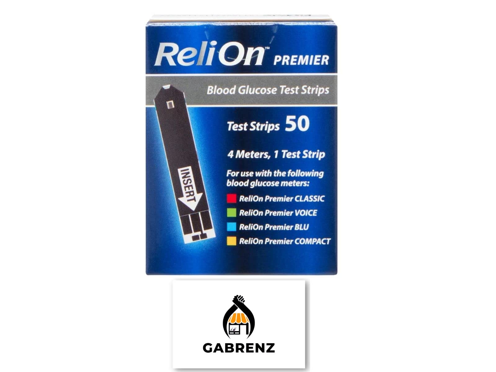 ReliOn Premier Blood Glucose Test Strips, 50 Count Bundle with Exclusive GABRENZ Fridge Magnet