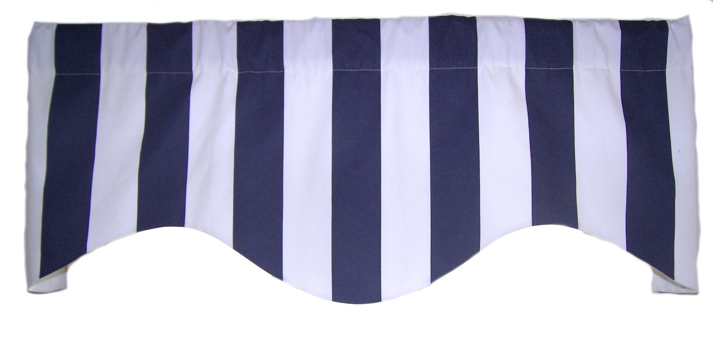 RLF Home Cabana Stripe M Shaped Valance, Navy