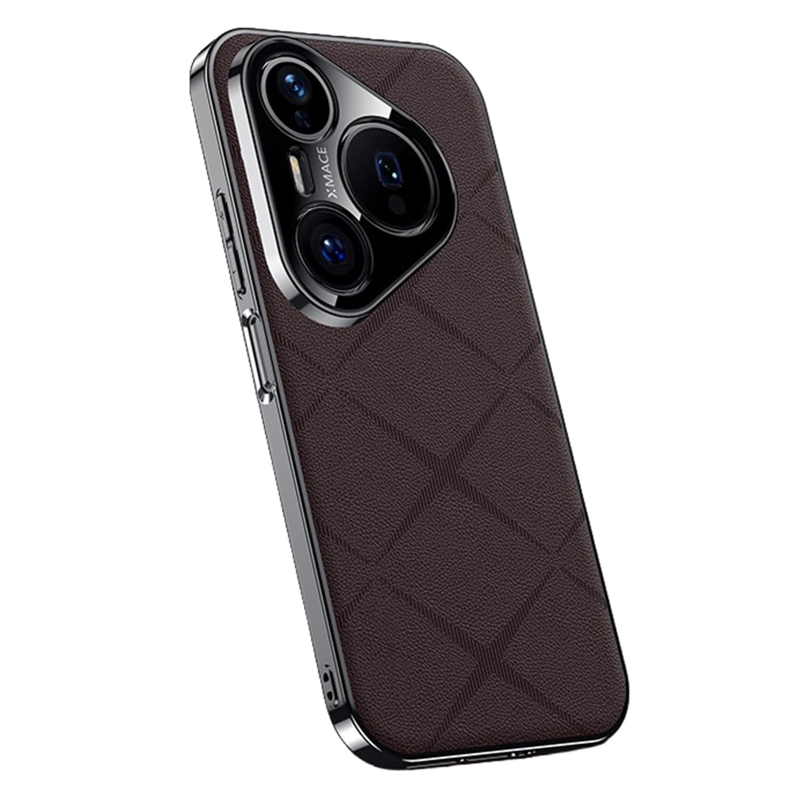 MFAOSHI Slim Case for Huawei Pura 90 Pro Max/90 Pro/90, Stylish Business Electroplated Leather Cover All-inclusive Lens Protection Case,Brown,90 Pro