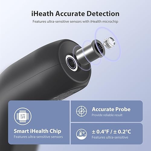 Miniatura 6 de iHealth Termómetro de frente para adultos el termómetro infrarrojo sin contacto para bebé para fiebre termómetro médico con alarma de fiebre e