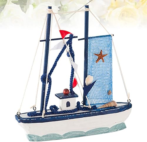 Miniatura 9 de Barco de vela Garneck modelo réplica velero decoración de madera barco náutico artesanal arte decorativo océano acuático marino crucero pantalla