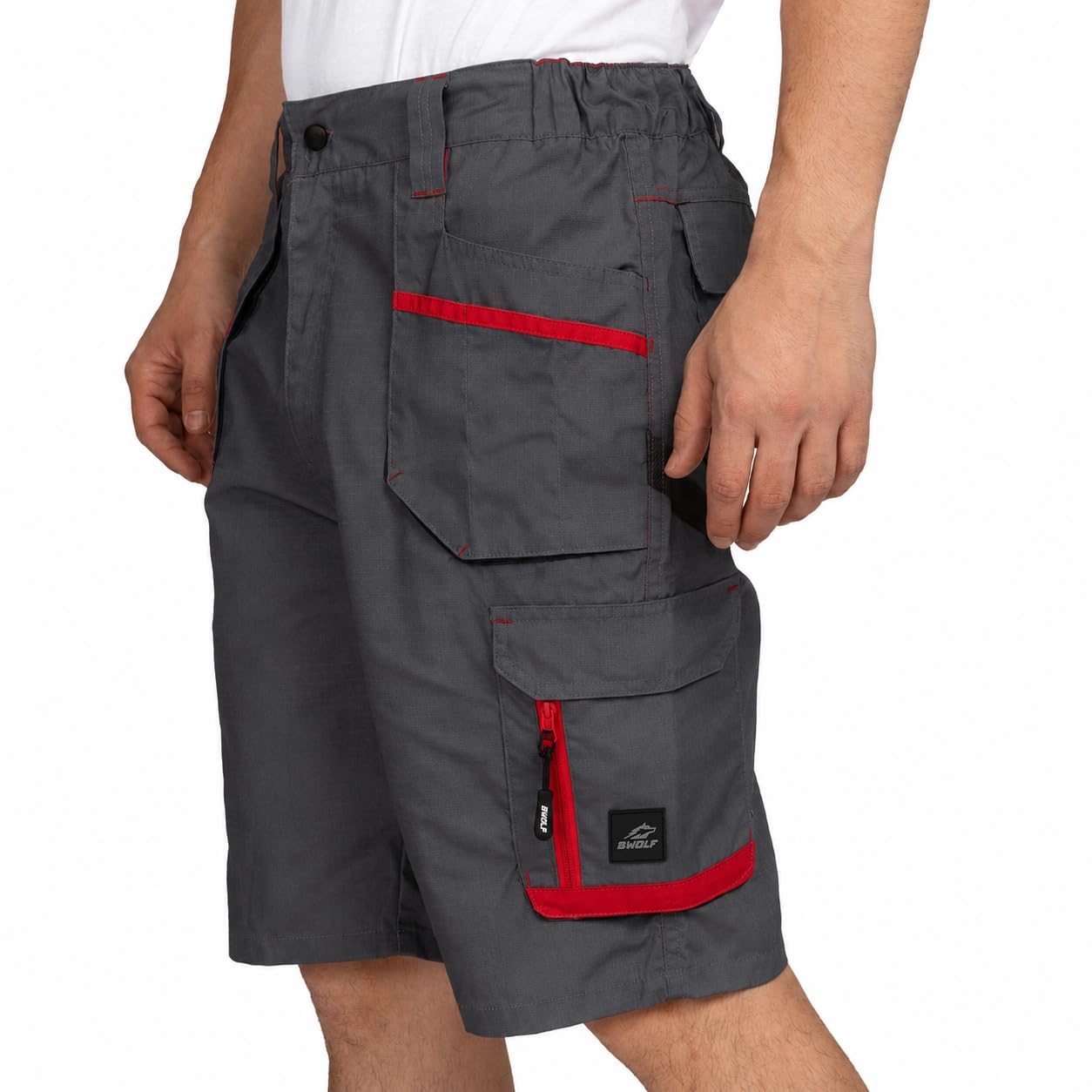 BWOLF Drift Short de Travail Homme Court en Tissu Ripstop avec de Nombreuses Poches et Éléments réfléchissants