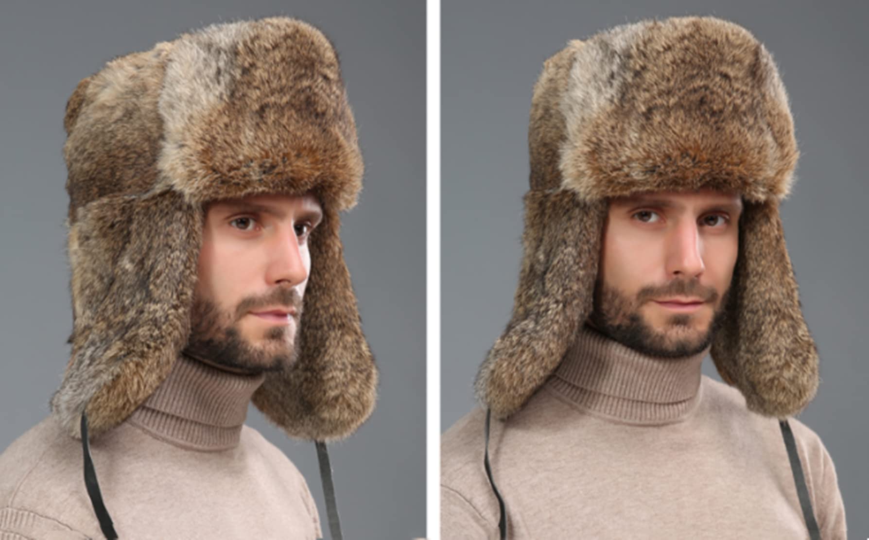 Fliegermütze aus Kunstfell Pelzmütze Winddicht Wintermütze Earflap Trapper Mütze Winter Warm Trappermütze Fellmütze Russenmütze Russische Skimütze für Herren Skating Outdoor