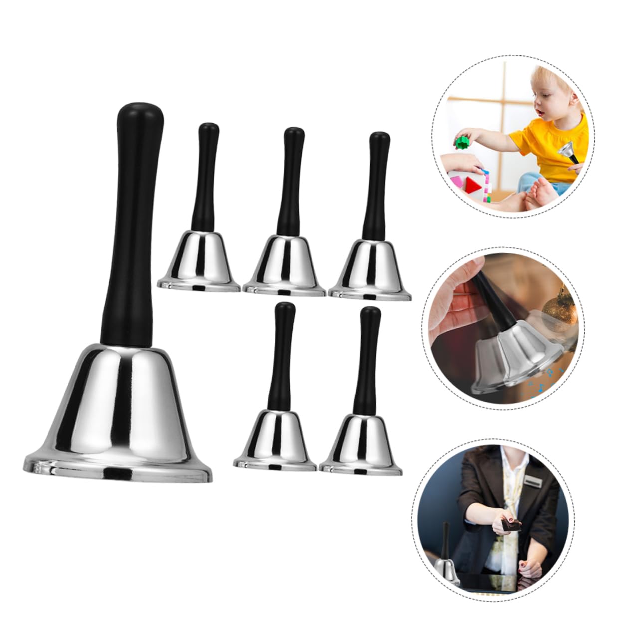 TOYANDONA 6pezzi Campane Natalizie in Metallo Campanelli da Tavolo Portatili Decorazioni per Feste e Natale Campanelle di Chiamata per Ristoranti e Bar