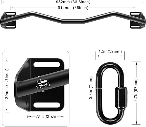 Miniatura 7 de Kipika Barra de dominadas de puerta montada en la pared resistente, barra de barbilla multifuncional, barra de puerta de fitness portátil, sistema
