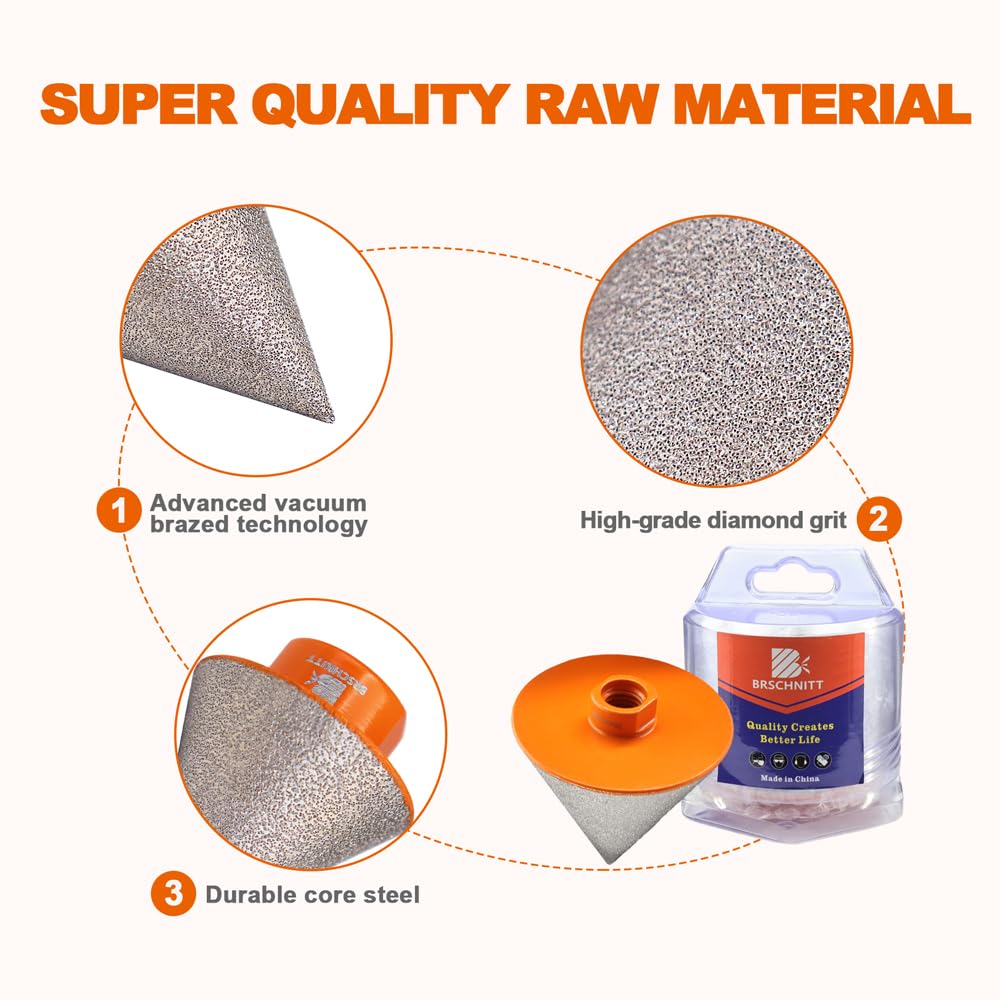 Fresa de Diamante 75mm - BRSCHNITT Broca de Chaflán para Agrandar Agujeros en Baldosas Porcelana Mármol Cerámica Granito