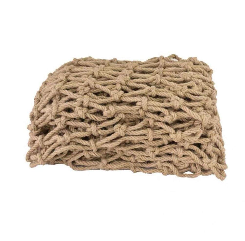 bandezid Decken-Hanfseil-Netz, natürliche Jute, Treppengeländer, Netz, Sicherheitsnetz, Sicherheitsnetz, Katzennetz, Sicherheitsnetz, Durchmesser 12 mm, Maschenweite 12 cm, Hanfseil, 2 x 2 m.