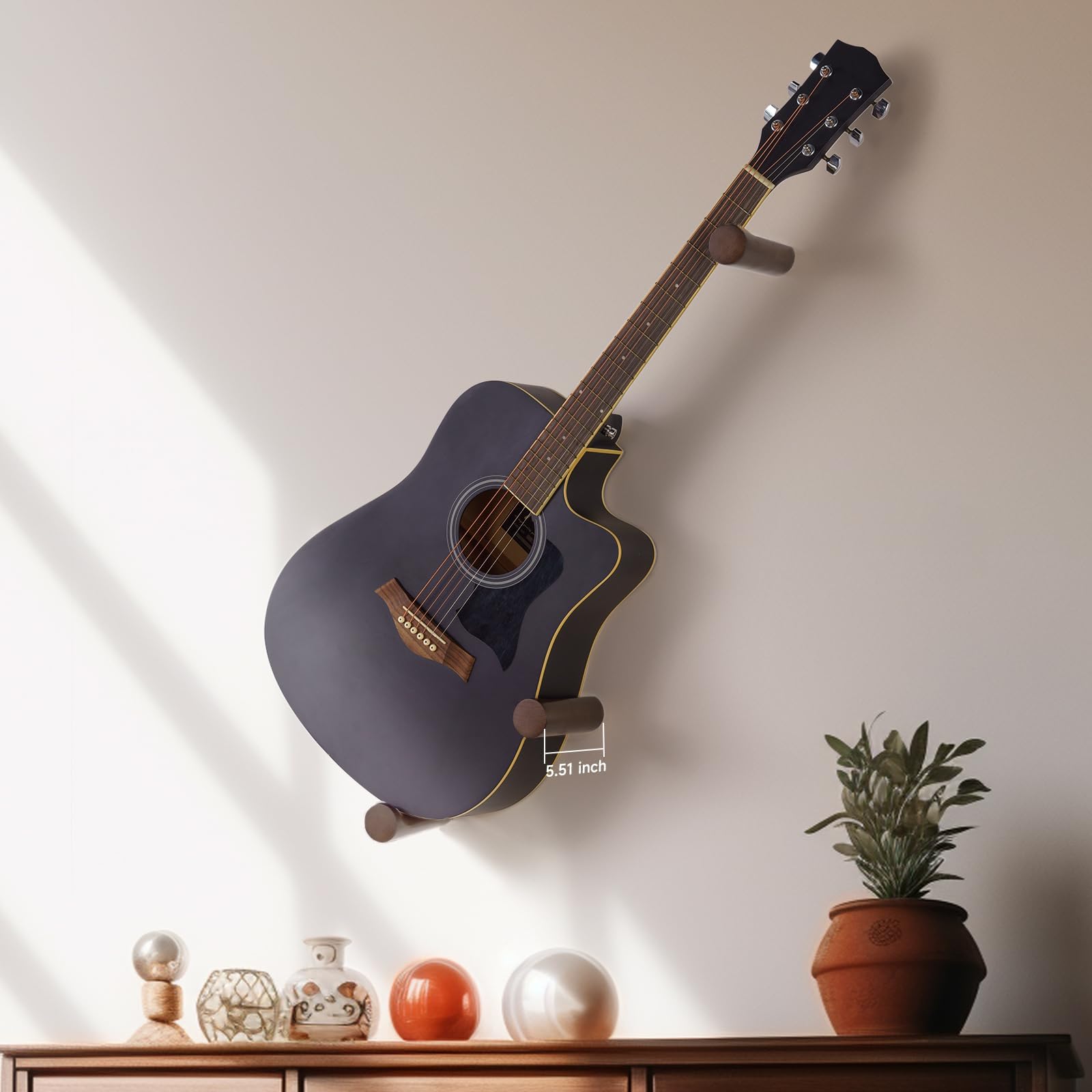 Colgador de pared horizontal para guitarra acústica y eléctrica, ukelele banjo (gris)
