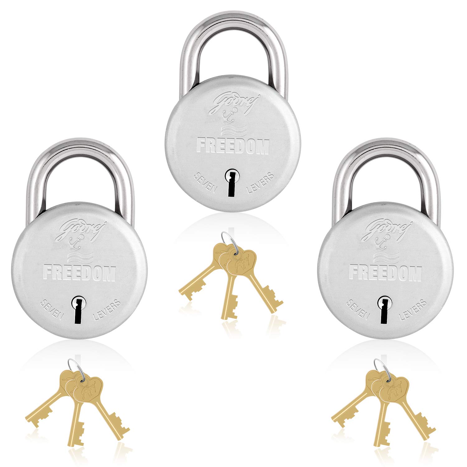 Godrej Locks I Freedom 7 Levers 63 Mm I 3 Keys I Padlock For Main Door I Gate Lock Tool Box,Shutters,Shops & Offices I Strong Hardended Corression Resistant Shackle I Silver Finish (Pack Of 3) - Metal (B08FC3R5FL) Amazon Price History, Amazon Price Tracker