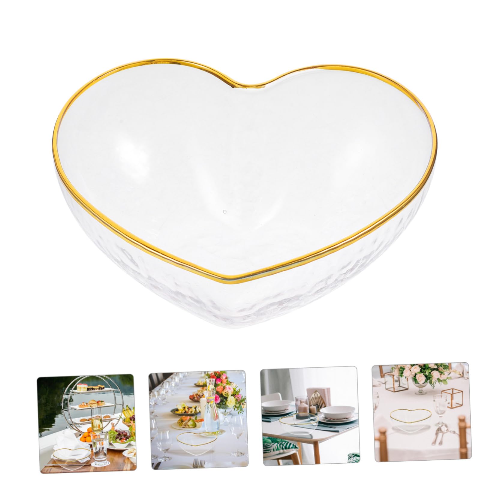 Amazon.co.jp: CATIEBYE シー透明ガラス製ハート型ボウル ラブ