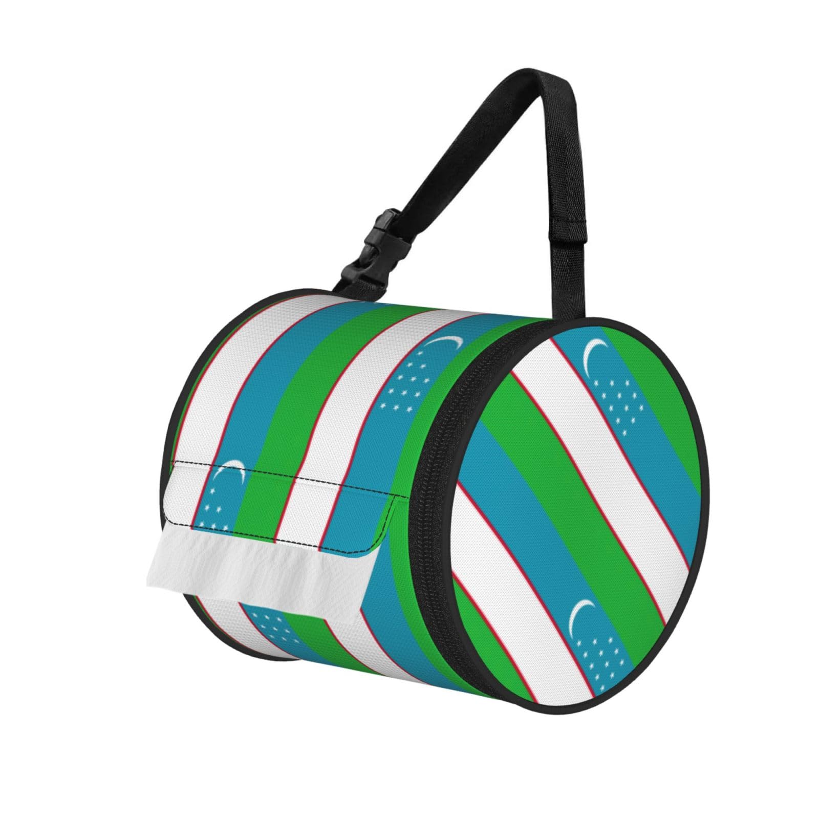 Flag of the Republic of Uzbekistan Printed Portable Tissue Roll Case, Standard-Size Fit, Oxford Cloth for Wall Camping Backpack