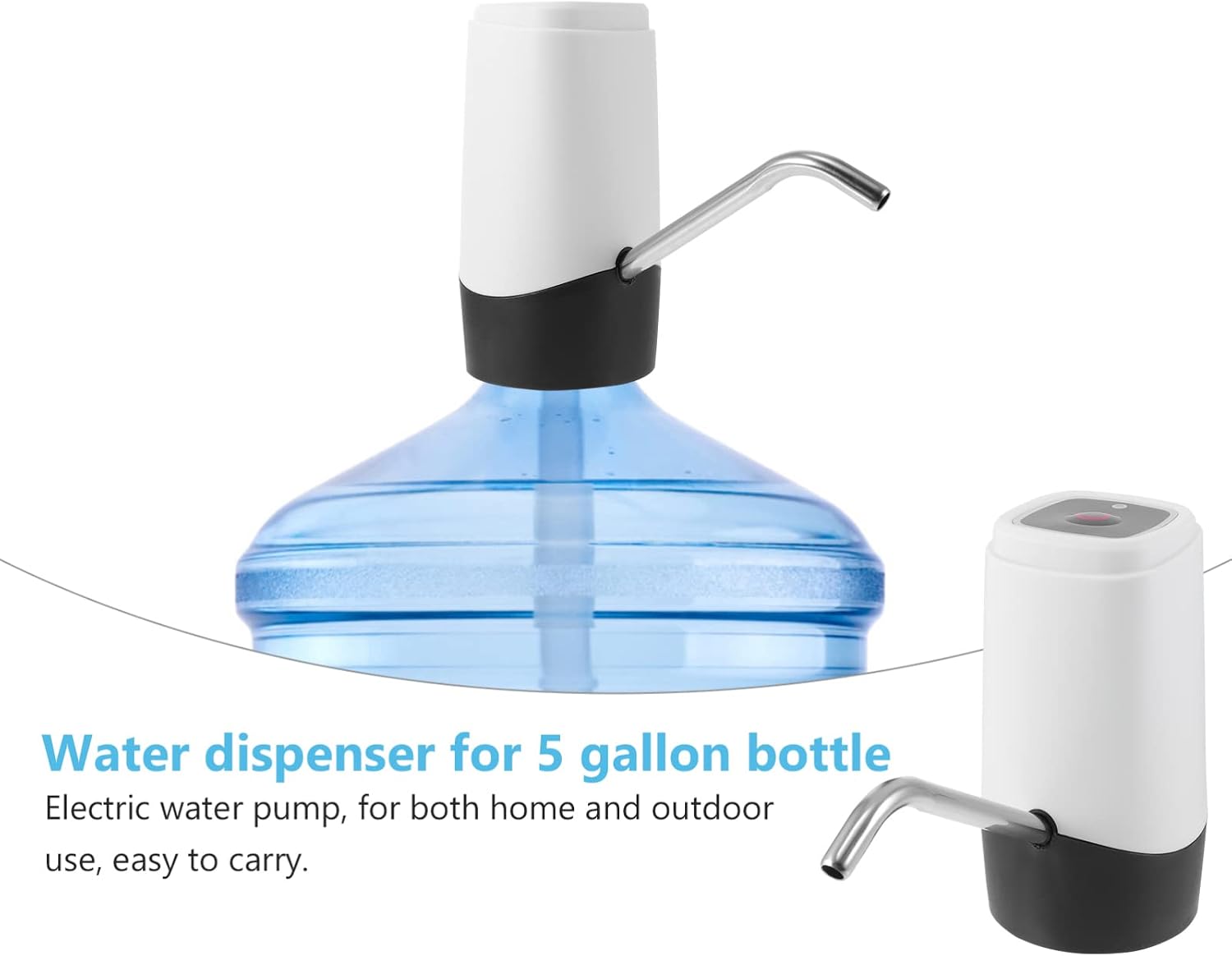 Automatic USB Rechargeable Water Pump Electric Water Dispenser for Bottles Portable for Home Office Camping and Travel