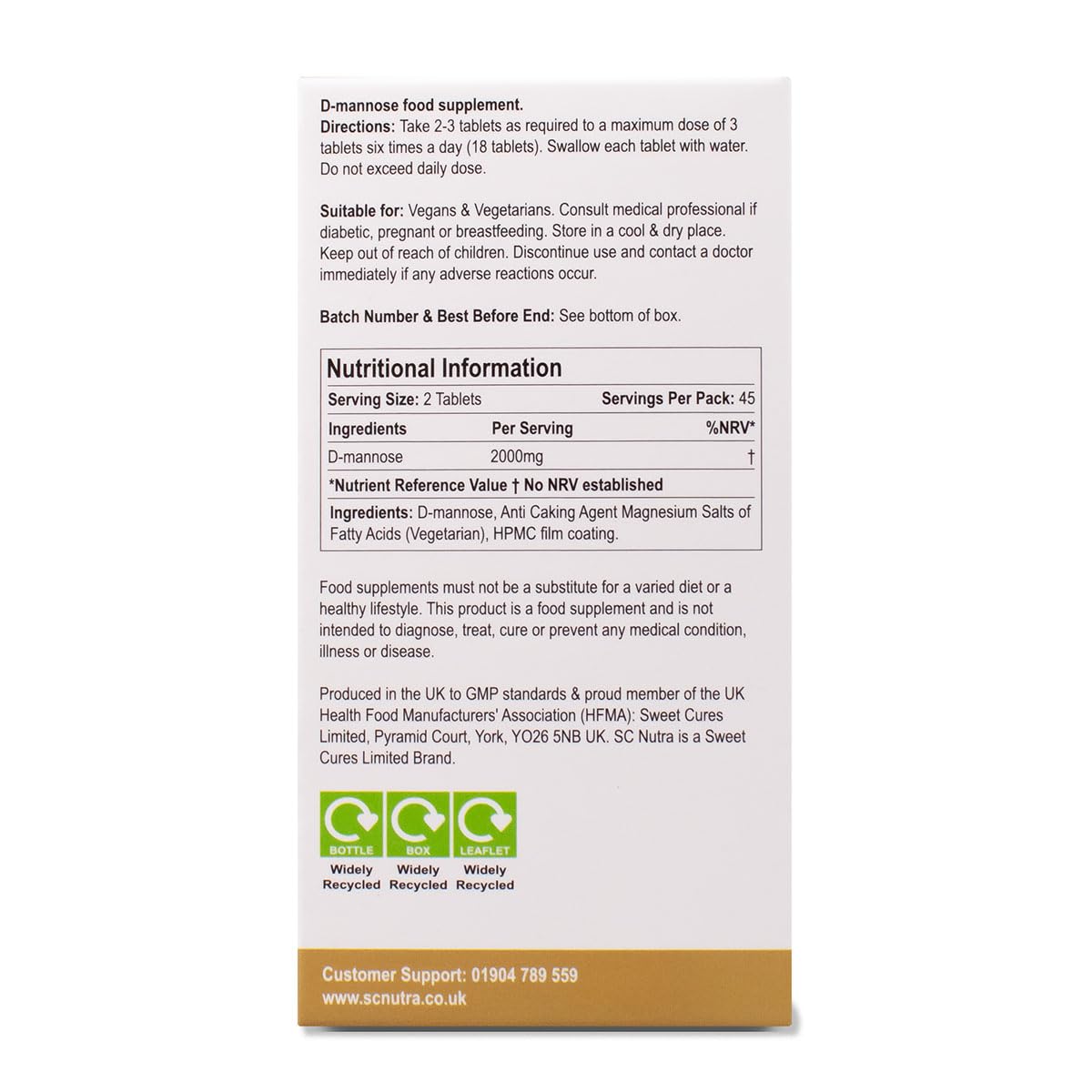 Waterfall D-Manosa 1000mg Comprimidos - Value Pack 90 comprimidos