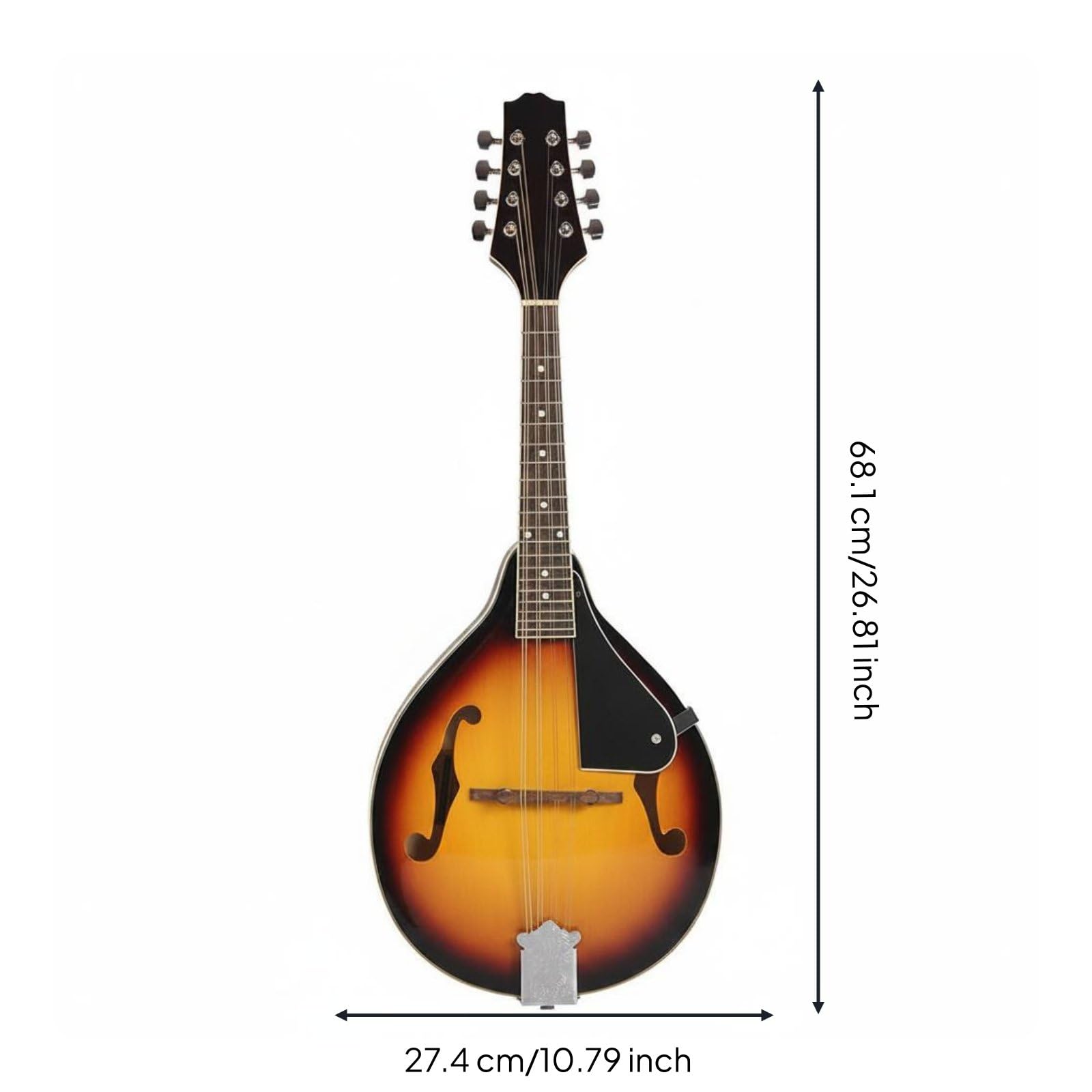 8-saitige Mandoline mit Tragetasche Anfängermandoline glänzendes Finish Zupfinstrument für Anfänger
