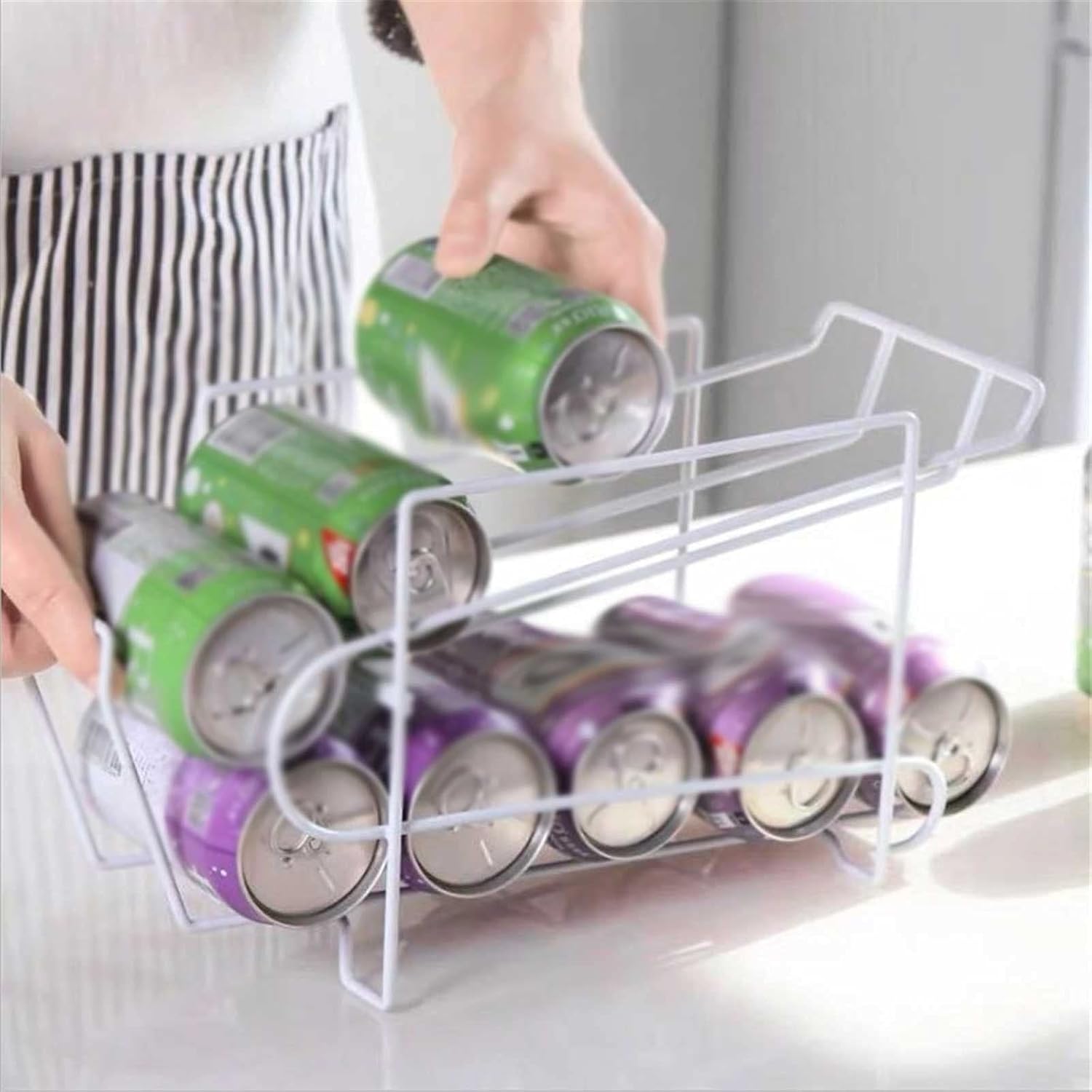 INLIMA Appliance Shelf for Kitchen Double-layer Refrigerator Drink Beer Cola Can Soda Storage Rack Finishing Shelf Fridge Beverage Organizer Kitchen Food Container