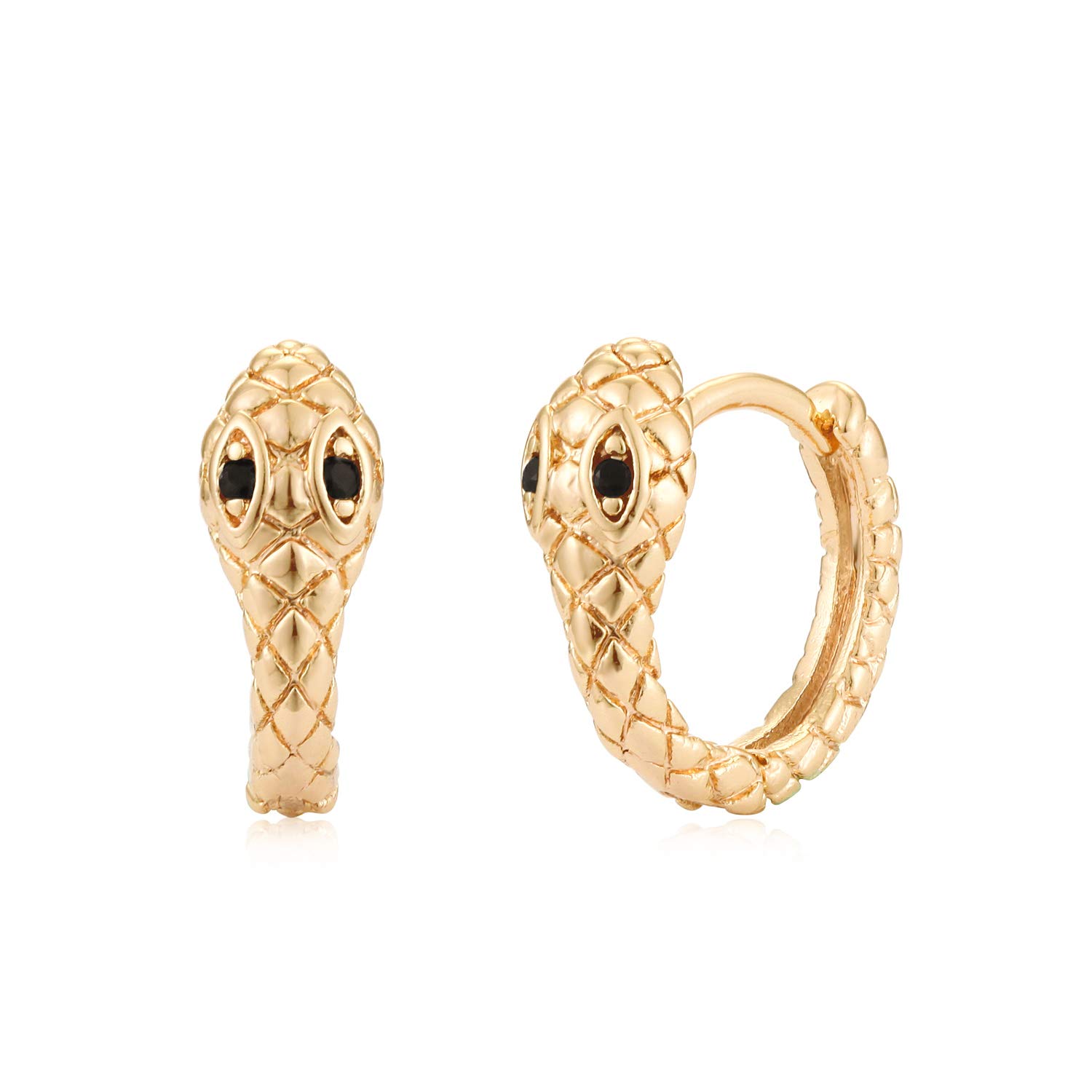 MYEARS Women Earrings Gold Huggie Hoop 14K Gold Plated Small Simple Hypoallergenic Everyday Jewelry - Sanke/Fox/Scorpion/Bird/Fishtail