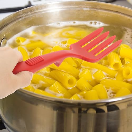 Miniatura 9 de Tenedor de cocina de silicona ergonómico reutilizable para pasta, tenedor lavable de cocina grande para ensaladas y fideos y diseño para uso