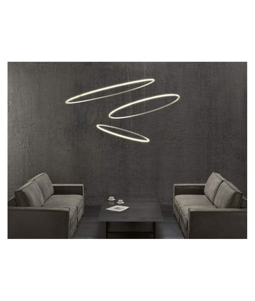 Lampadario LED a Sospensione 48W 3 Anelli Sospesi Cerchi dal Design Moderno 60x60x100 cm (Bianco Freddo) Lampadario soggiorno moderno porta lampada da soffitto lampadari moderni a sospensione