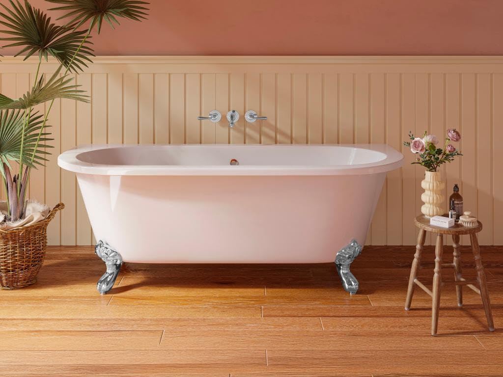 Vente-unique - Vasca da bagno con piedini 1 posto Sparus - acrilico - bianco