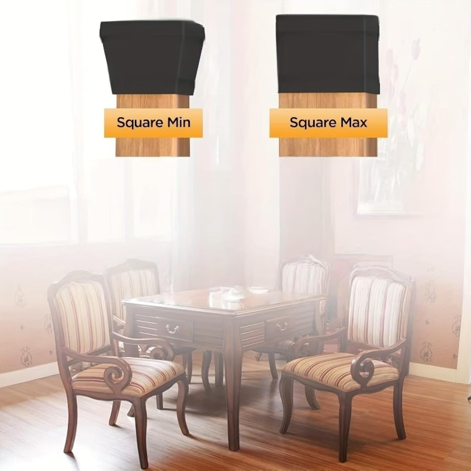 20 Pcs Square Silicone Furniture Leg Caps, Anti-Scratch Floor Protectors for Chair Legs, Elastic Rubber Furniture Feet Covers, Non-Slip Furniture Pads for Hardwood Floors