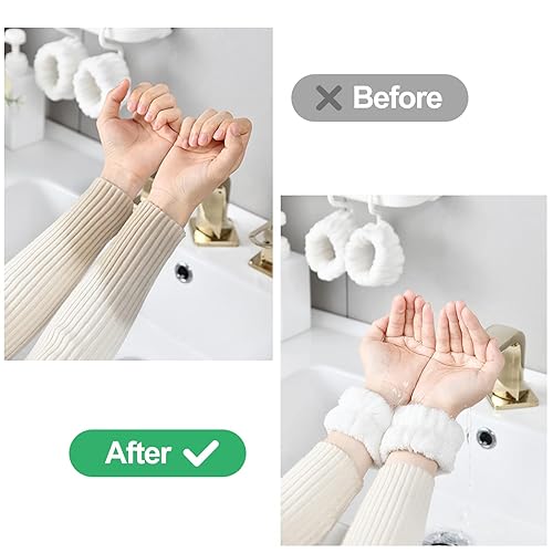 Miniatura 5 de Juego de muñequeras de toalla de spa para lavar la cara, toalla de esponja de tela de toalla de tela, bandas para el cabello, pulseras para lavado