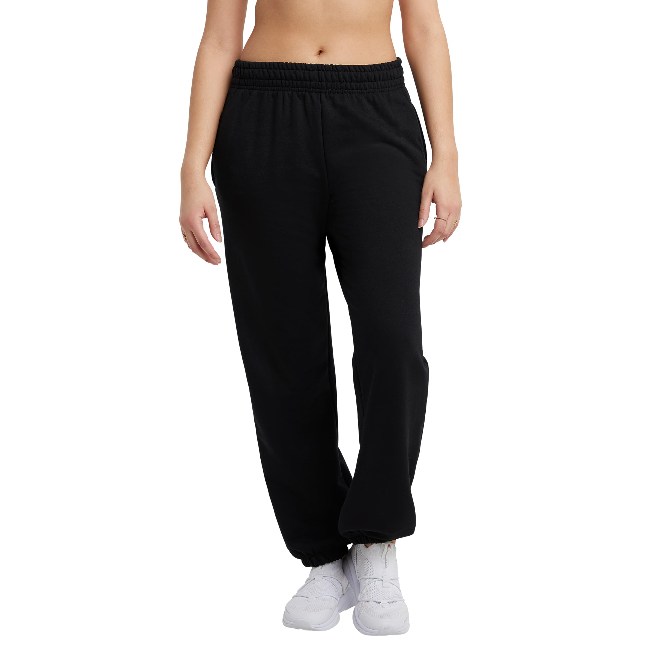 Champion Womens Cinched-Bottom Fleece Sweatpants Oversized Fit Midweight