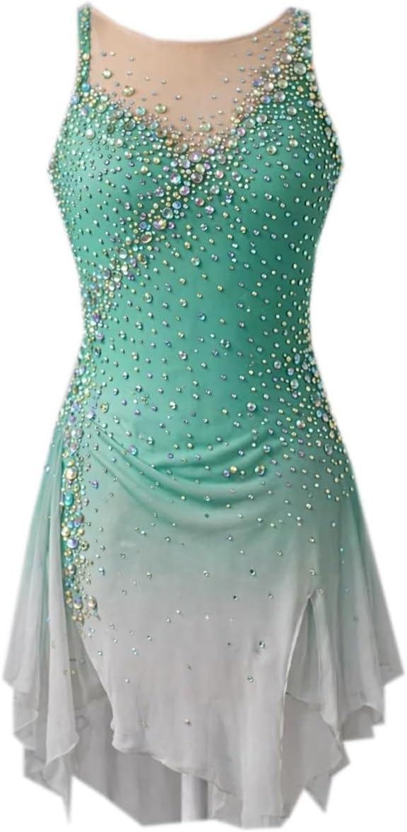 2026Figure Skating Dress, Performance Costume with Crystals, Red Skating Dresses