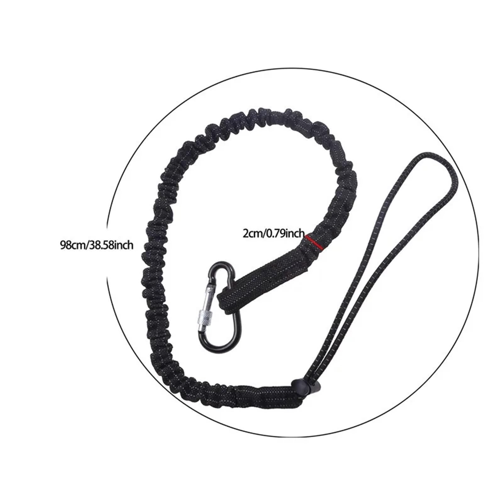 Cuerda de seguridad anticaída, herramienta sujeción elástica con gancho mosquetón, accesorios trabajo aéreo for escalada, 6 uds Para Herramientas(Black)