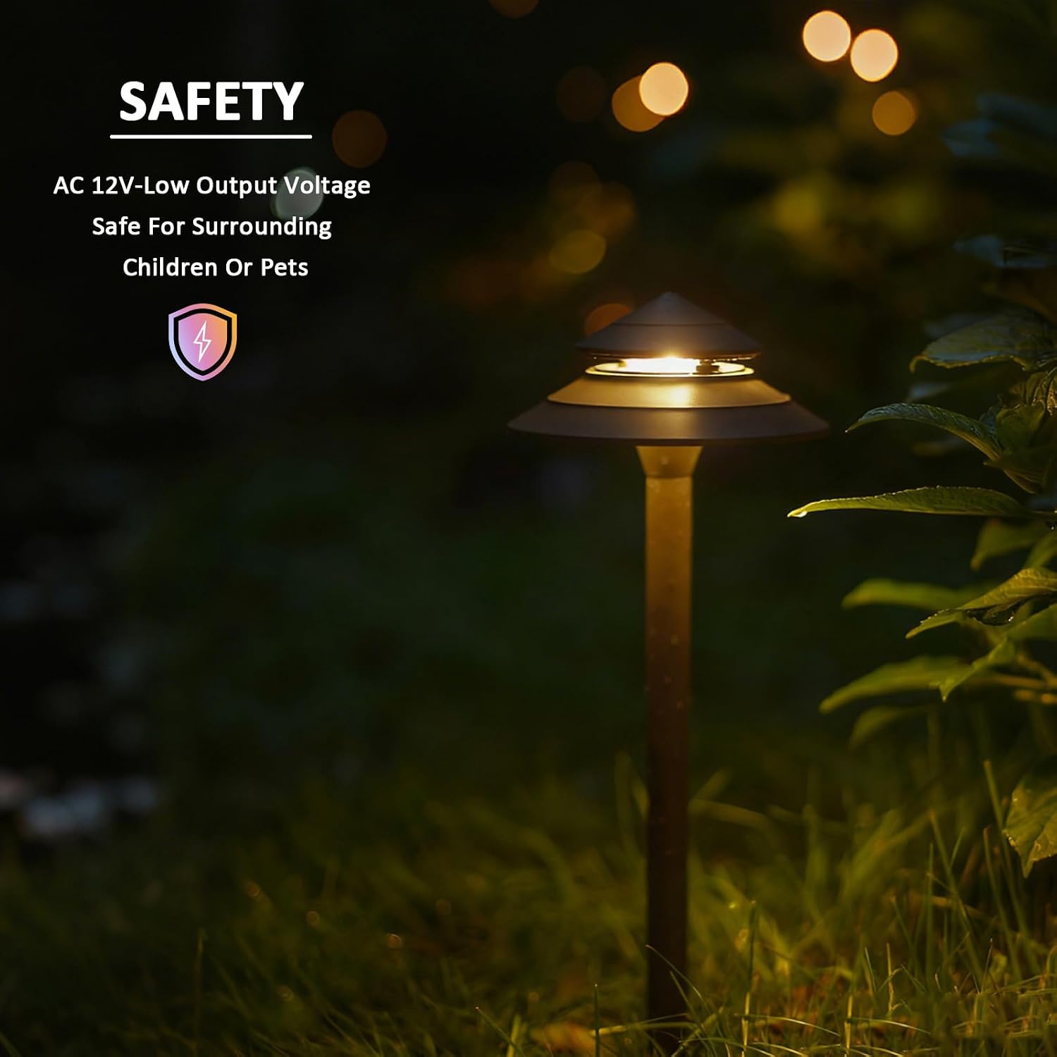 12V Low Voltage Landscape Path Lights 2PK 2W 70LM LED Pathway Lights 2700K Warm White Durable Aluminum 2-Tier Tower Lights with Replaceable E12 Bulb IP65 Waterproof Gray