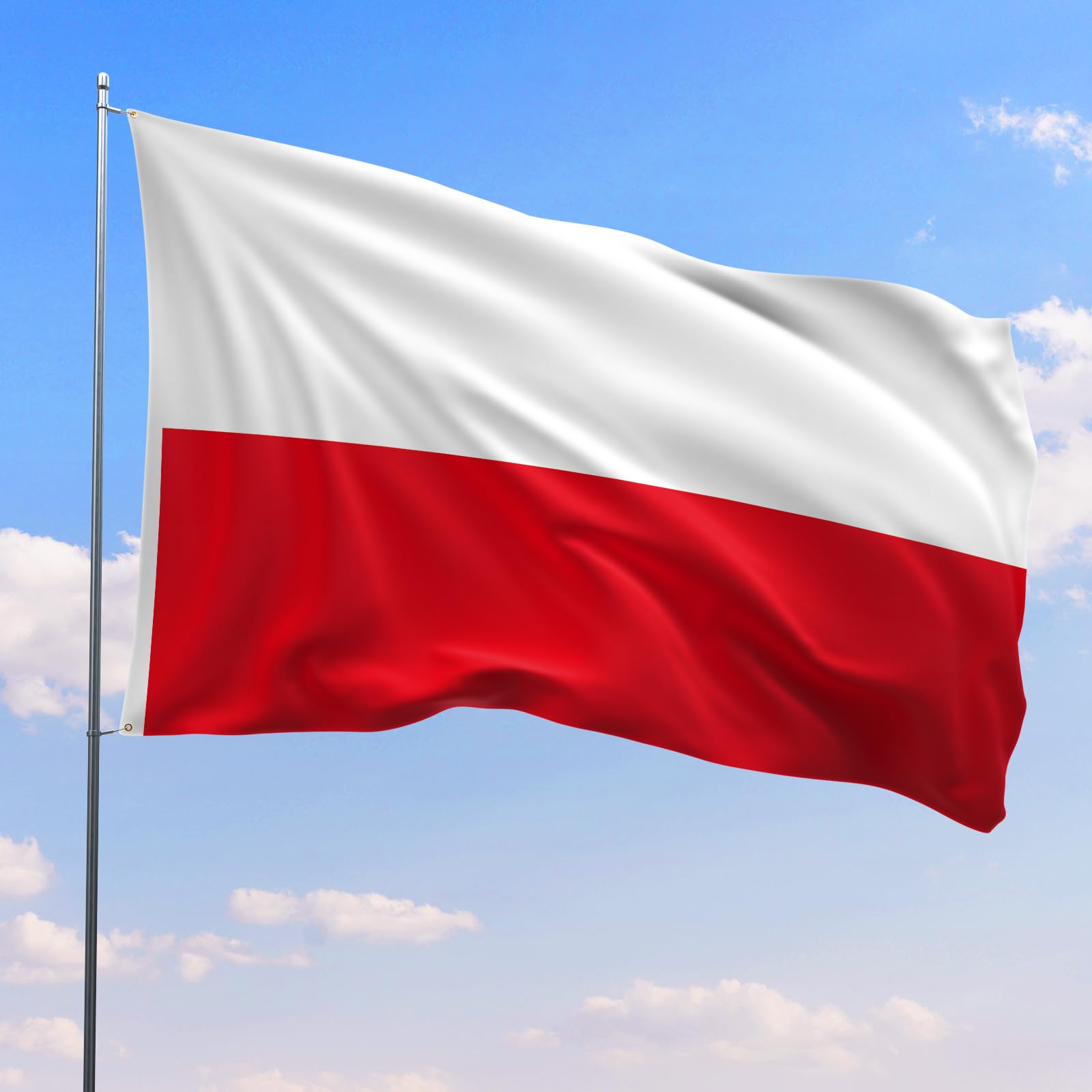 PartyYaa Polish Flag, 5ft x 3ft Poland Flag for Party Decoration Single Side with 2 Brass Eyelets, Waterproof - Image 4