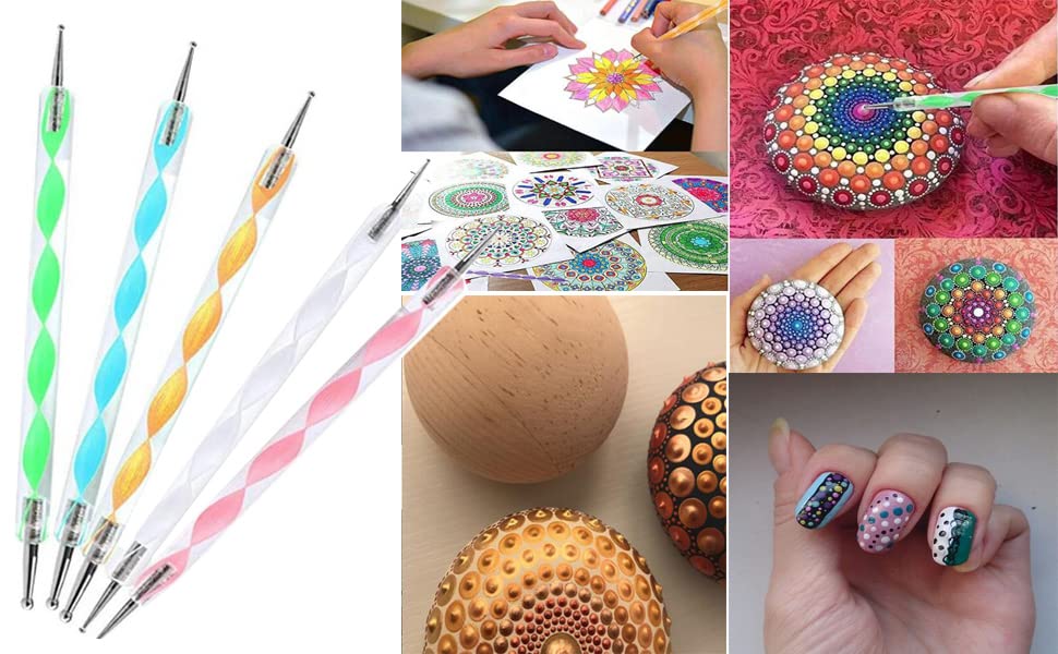 ALVRIO Nail Art Stamping Plate Kit - 2 Image Stamping Template 1 Stamper with Scraper 1 Box Fruit Fimo Slices 5 Pc Dotting Pen 5 Pc Nails Striping Tape Manicure DIY 2