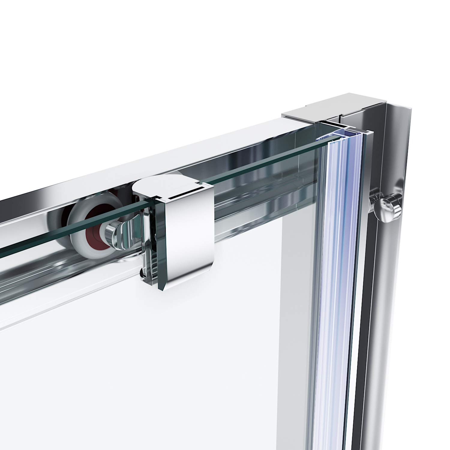 SONNI Puerta corredera de ducha de 100 cm, mampara de ducha de cristal, altura de 185 cm, cristal transparente