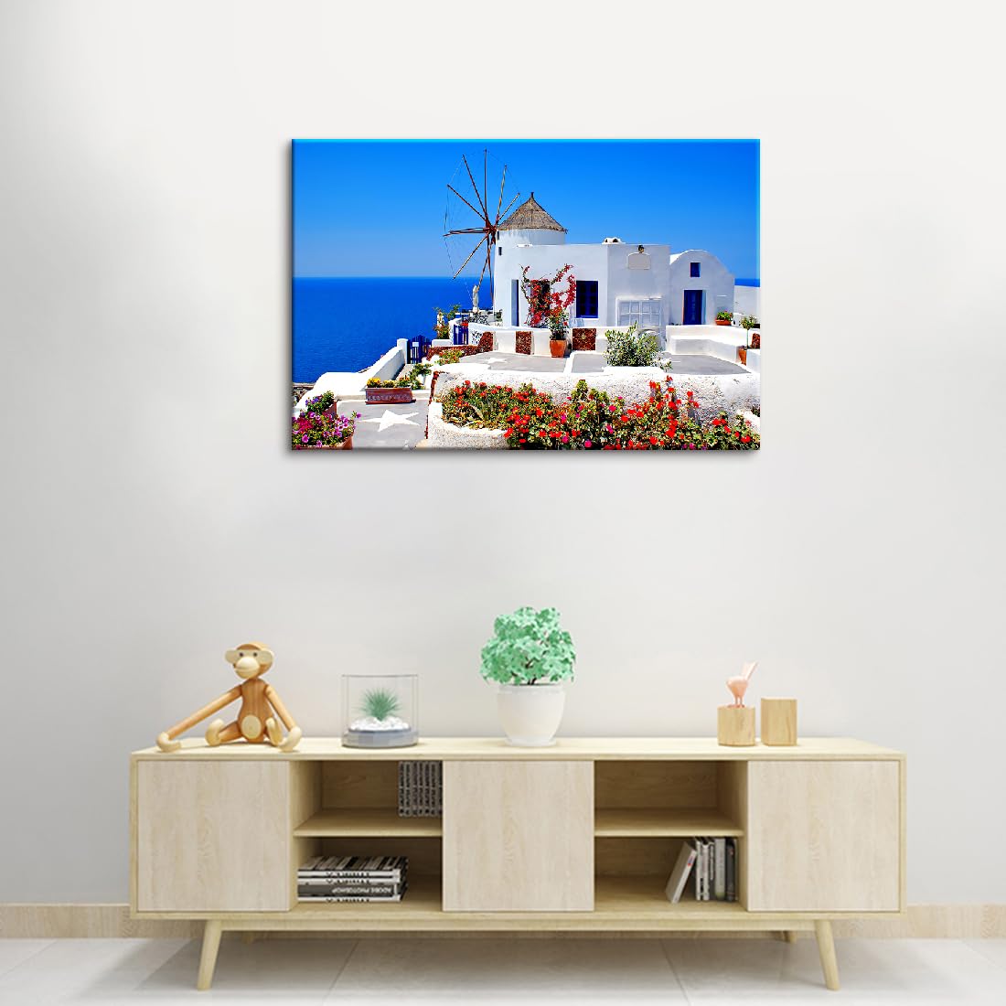 ガエーゴス　サントリーニ　絵画　アート Amazon.co.jp: ギリシャ サントリーニ島エーゲ海の絵海島壁アート