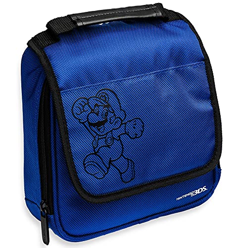 Nintendo Super Mario 3DS Carrying Case Compatible With Nintendo Switch, 2DS, 3DS, 3DS XL, DS, DS XL, DS Light Handle & Shoulder Strap Traveling Carry Case With Hard Zipper Blue Officially licensed