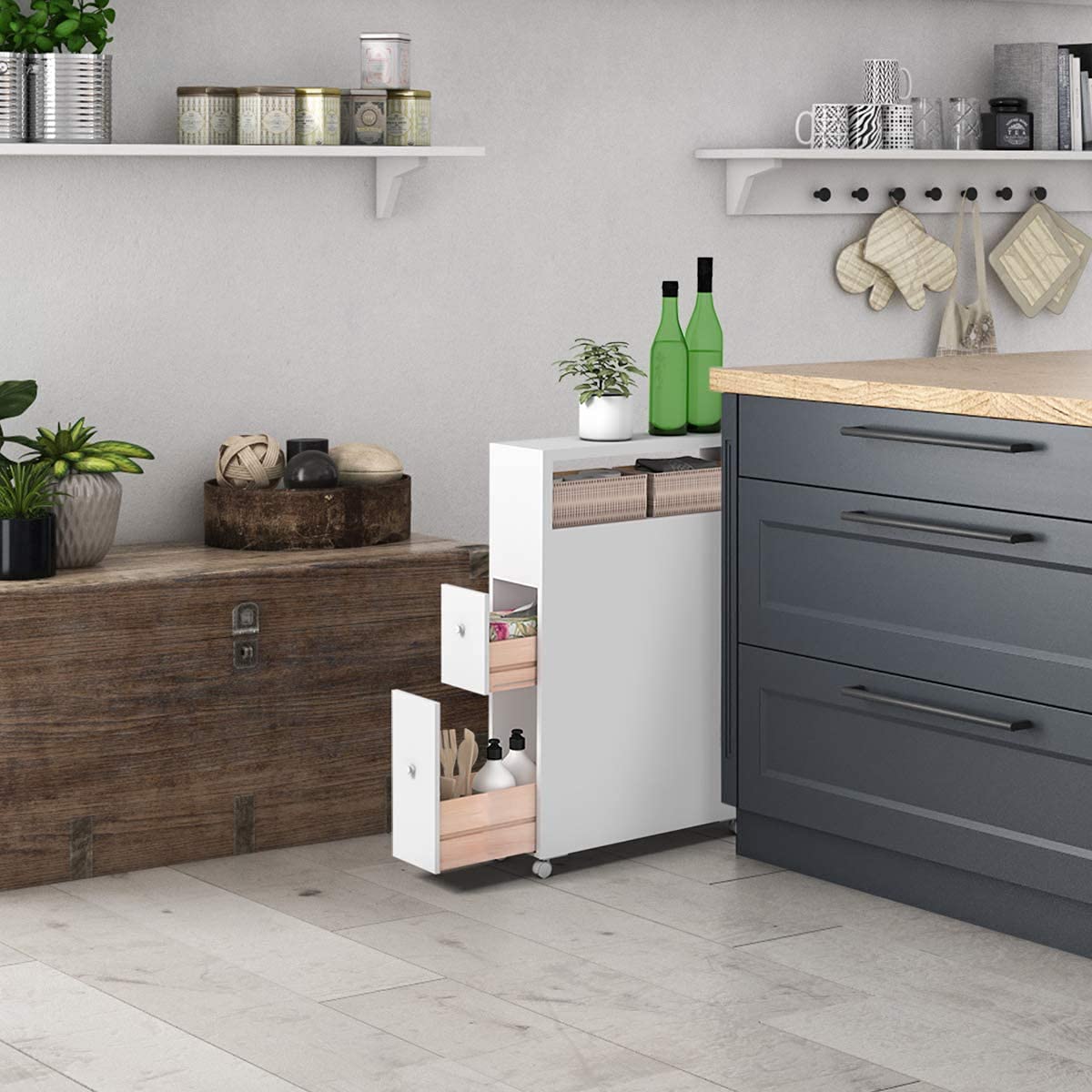 Buy Squareful Narrow Bathroom Rolling Slim Storage w