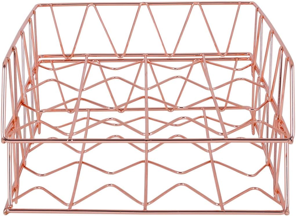 PAG Set of 2 Office Supplies Metal Stackable File Document Letter Tray Organizer for Desk, Rose Gold